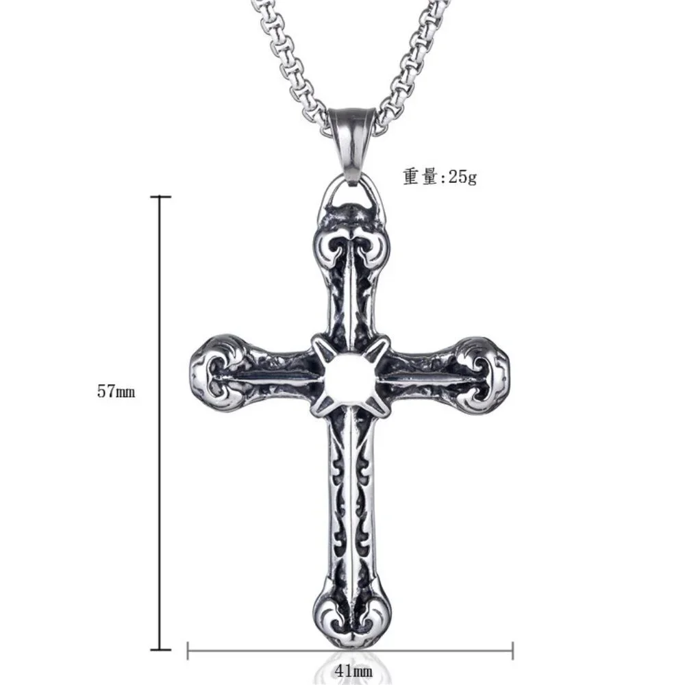 ❤️Fashion trend retro cross pendant Christian necklace for women/men, N90201P194